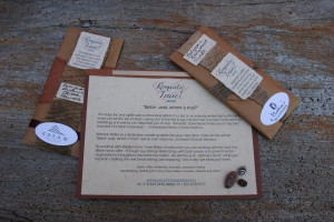 Sample of an announcement and customized coffee and cocoa packets