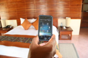 Upon check in, you'll receive an iPhone. This is used to control everything in your villa 